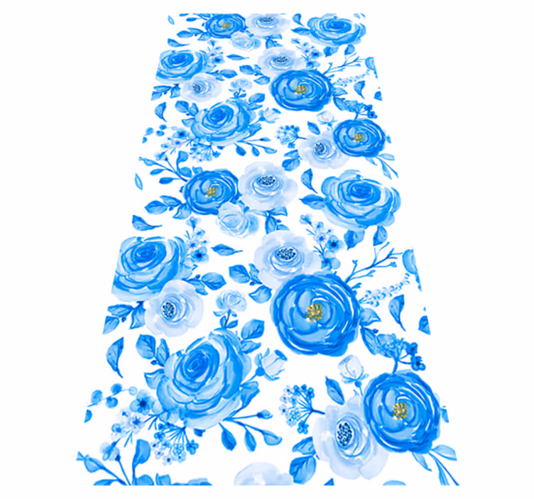 Vinyl tapijt slaapkamer nordic stijl blauwe klokken bloemen - TenStickers