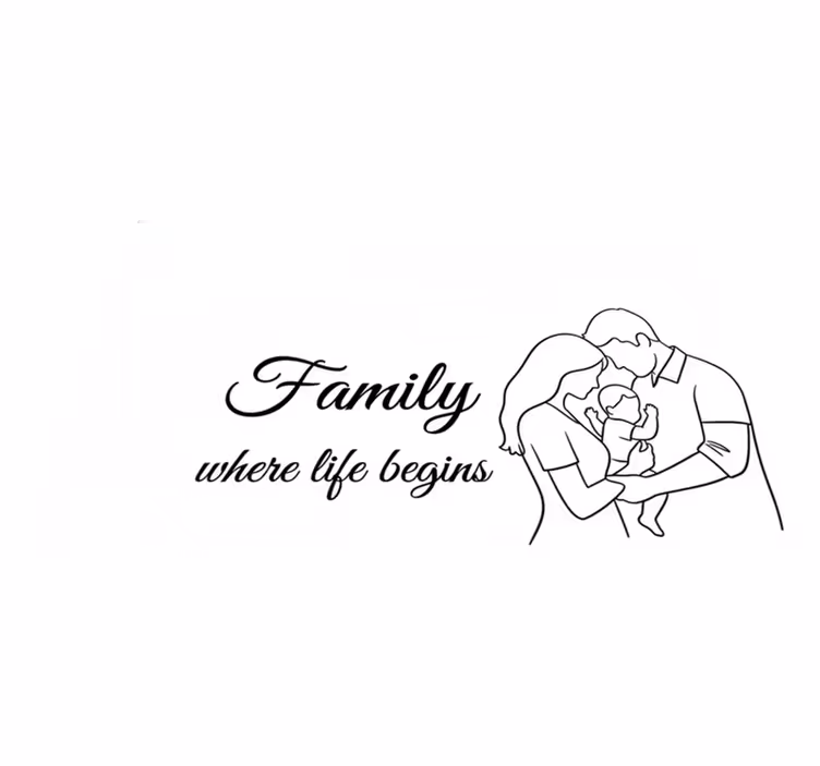 Vinyl tapijt slaapkamer familie waar het leven begint - TenStickers