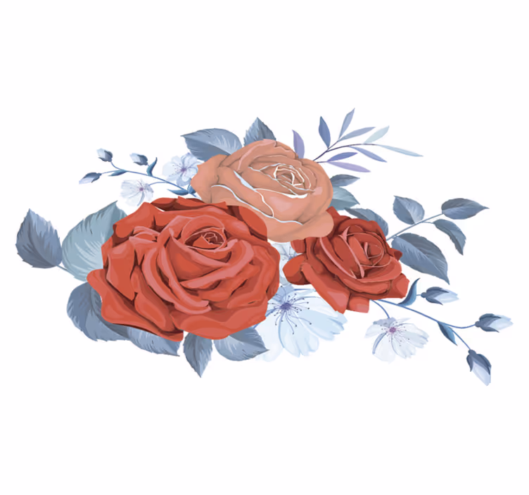 Vinyl tapijt slaapkamer blauwe boeket bloemen - TenStickers