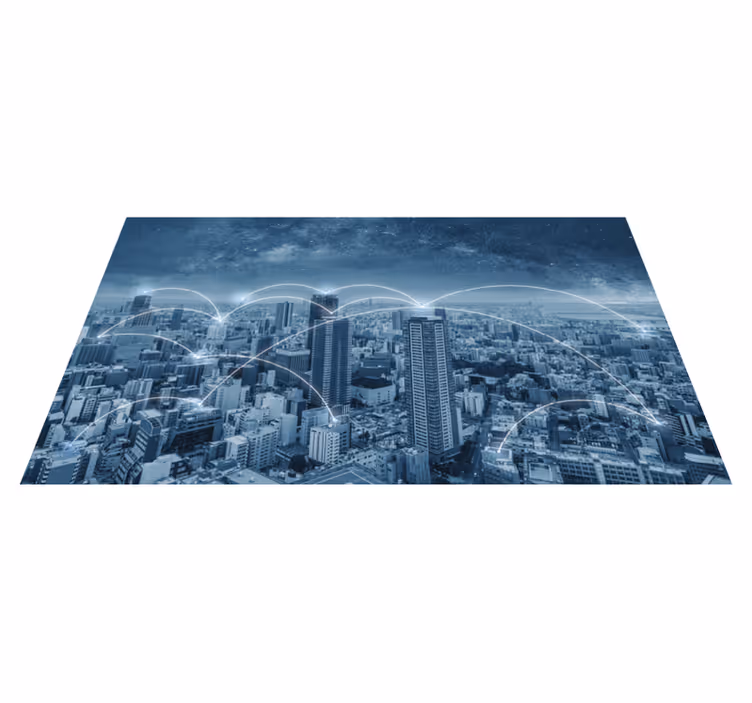 Vinyl tapijt slaapkamer sticker kastdeur skyline landschap - TenStickers