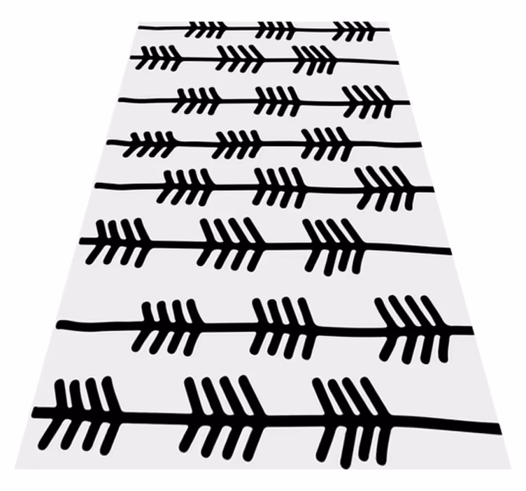 Vinyl tapijt scandinavisch zwarte abstracte pijlen op wit - TenStickers