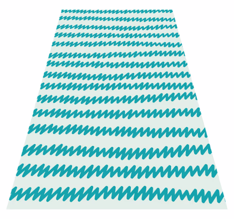 Vinyl tapijt scandinavisch aquamarijn en witte zigzag - TenStickers