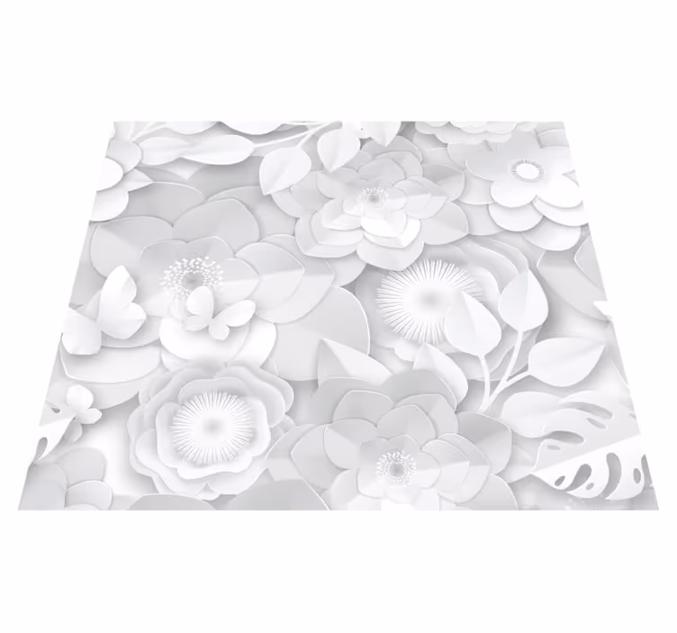 Vinyl tapijt natuur 3d witte bloemen - TenStickers