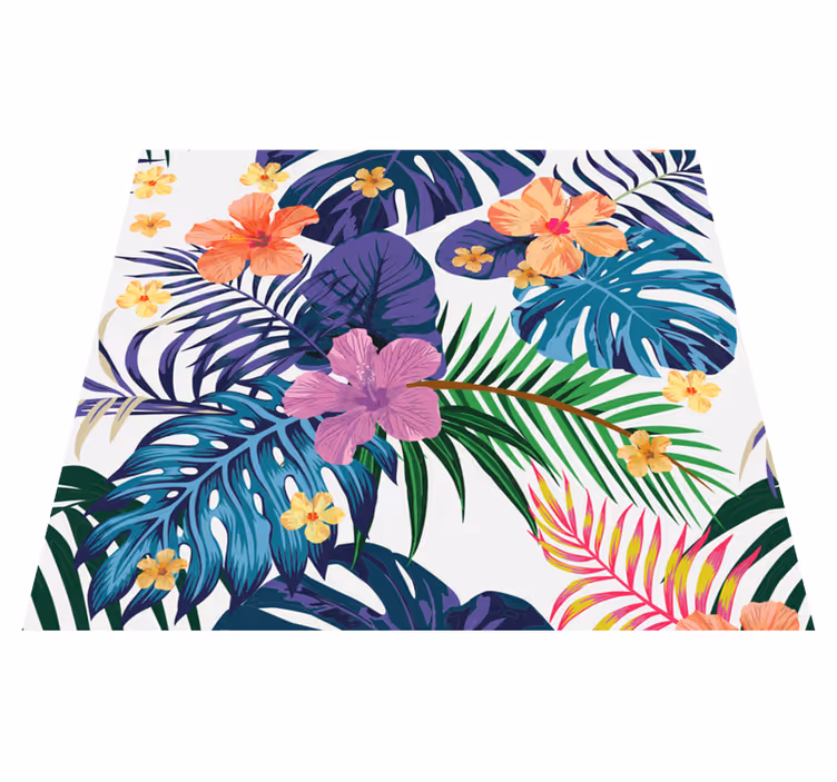 Vinyl tapijt natuur hawaii kleurrijke bloemen - TenStickers