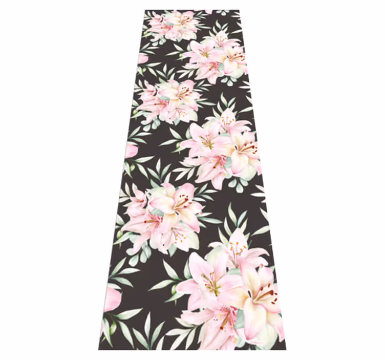 Vinyl tapijt natuur aquarel lelies bloemenpatroon - TenStickers