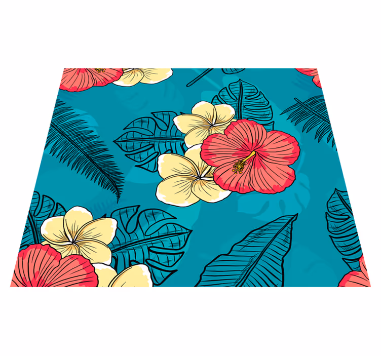 Vinyl tapijt natuur met hawaiiaanse bloemen - TenStickers