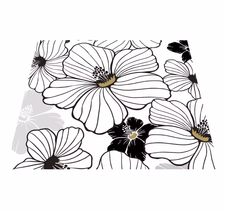 Vinyl tapijt natuur met witte hibiscus bloemenpatroon - TenStickers