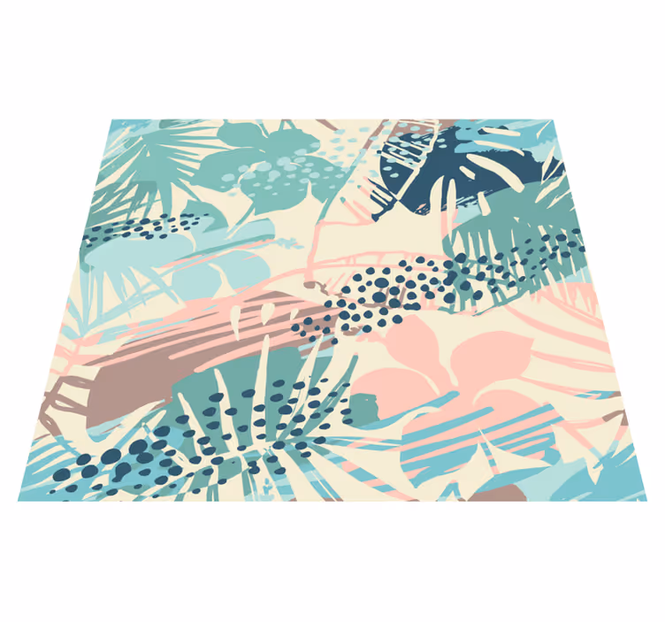 Vinyl tapijt natuur planten bloemen en stippen design - TenStickers
