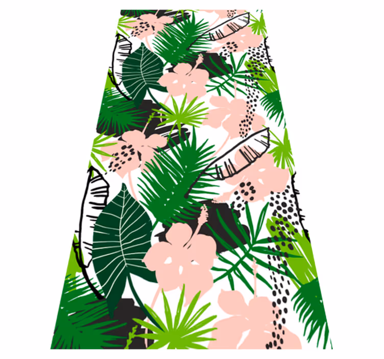 Vinyl tapijt natuur palmbladeren en bloemen patroon - TenStickers