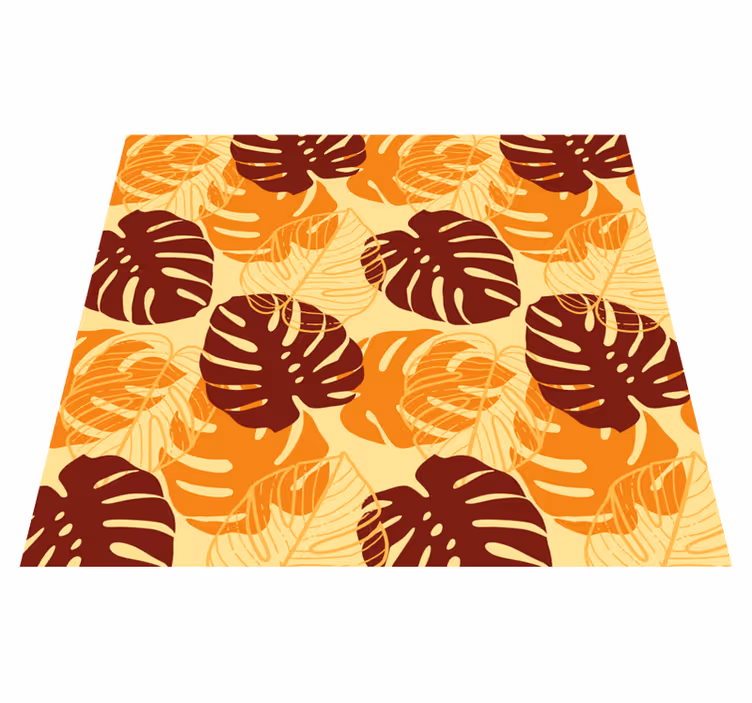 Vinyl tapijt natuur donkerrood en gele monstera - TenStickers