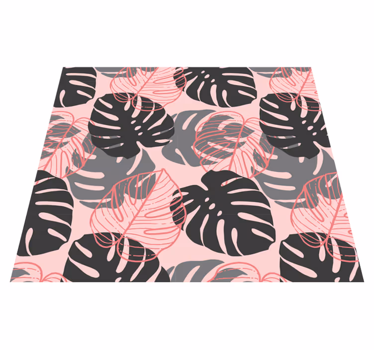 Vinyl tapijt natuur roze en grijze monstrosa - TenStickers