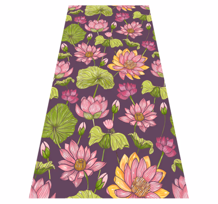 Vinyl tapijt natuur lotusbladeren en bloemen - TenStickers