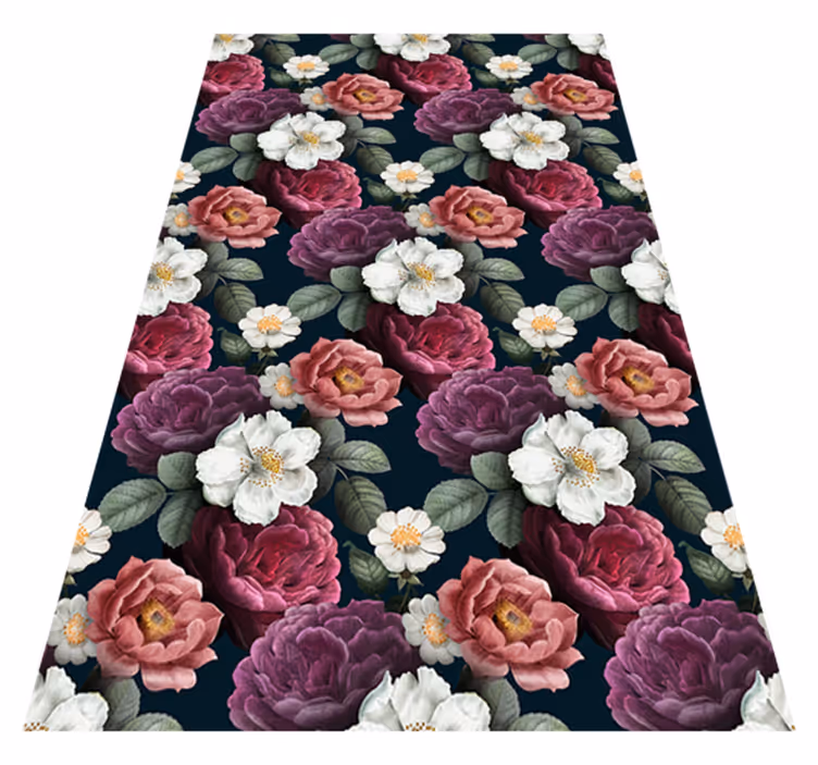 Vinyl tapijt natuur met witte bloemblaadjes patroon - TenStickers