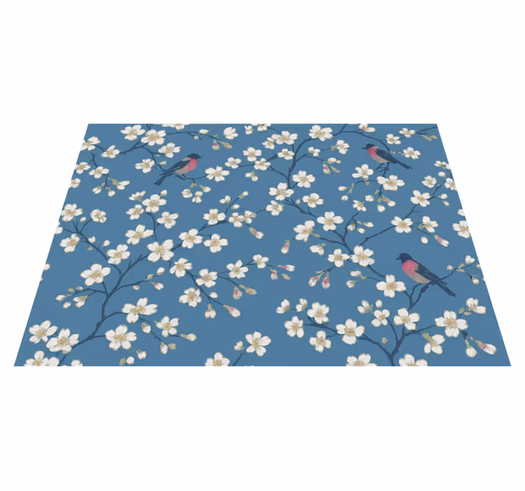 Vinyl tapijt natuur blauwe boomgaardvogels - TenStickers