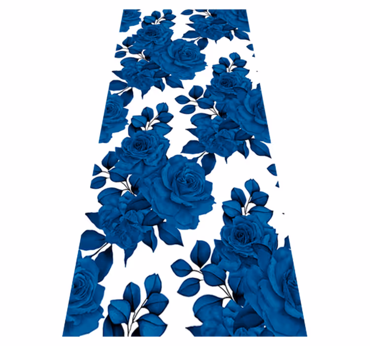 Vinyl tapijt natuur nieuwe nostalgie blauwe bloemen - TenStickers