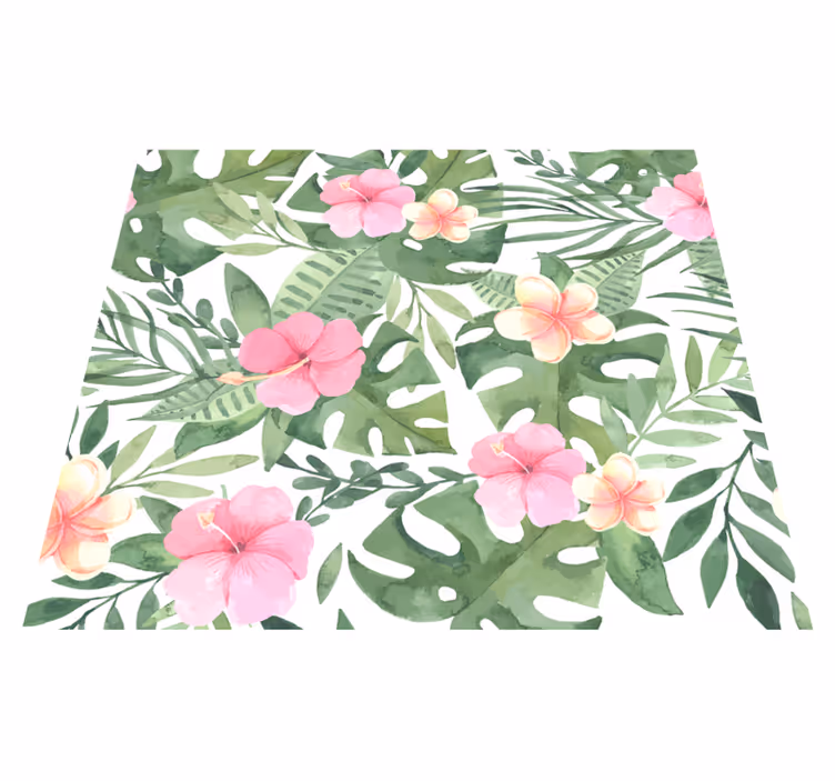 Vinyl tapijt natuur met bloemen tropisch patroon - TenStickers
