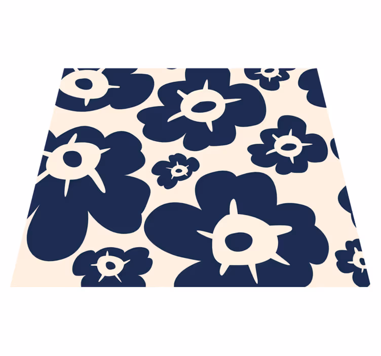 Vinyl tapijt natuur donkerblauwe papaver - TenStickers