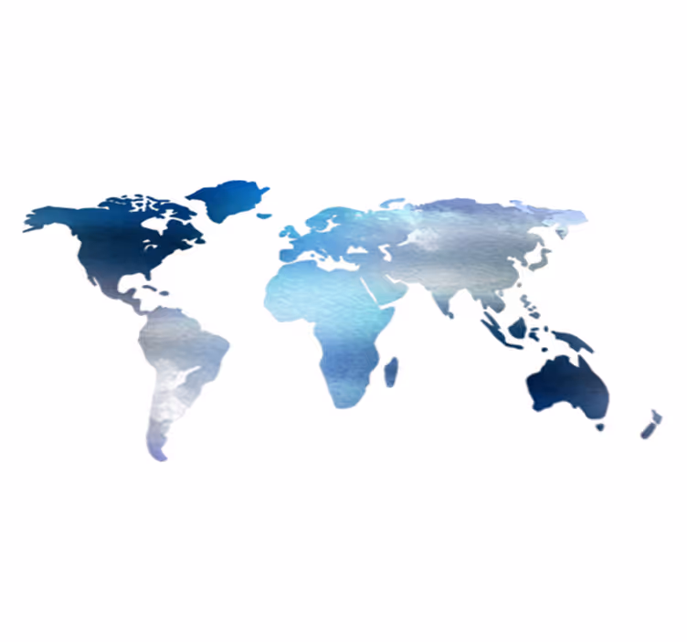 Vinyl tapijt wereldkaart aquarel in blauwe tinten - TenStickers