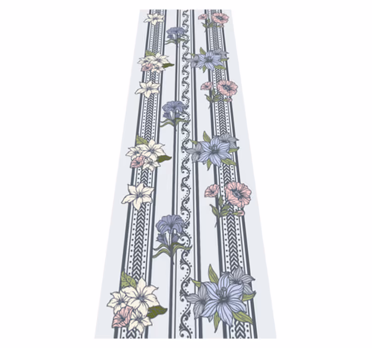 Vinyl tapijt antiek met bloemen vintage streepdesign - TenStickers