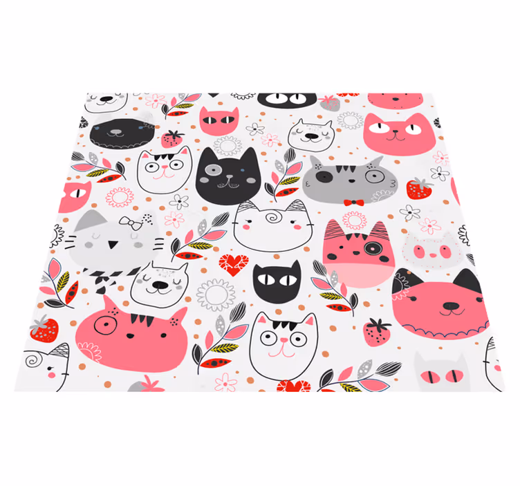 Dieren vinyl tapijt geïllustreerde katten - TenStickers