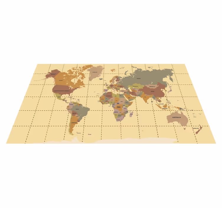 Vinyl tapijt wereldkaart beige vintage - TenStickers