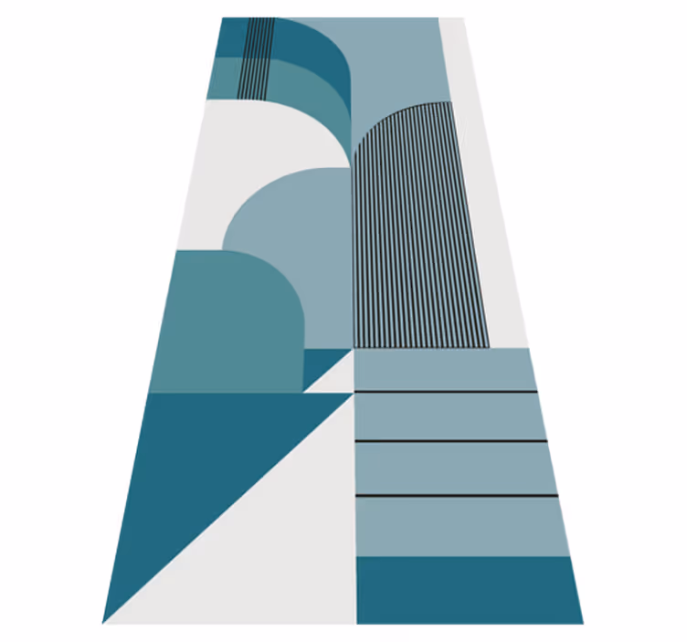 Vinyl tapijt modern blauw geometrisch stadsontwerp - TenStickers