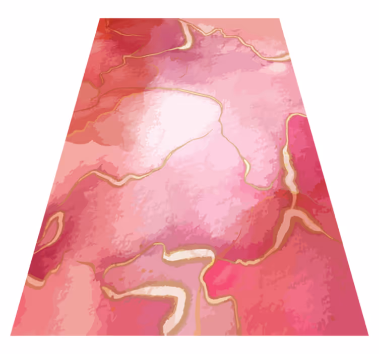 Vinyl tapijt modern roze en gouden marmer effect - TenStickers
