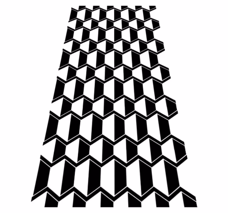 Vinyl tapijt textuur cosmpolitan stijl zwart wit hexagons - TenStickers