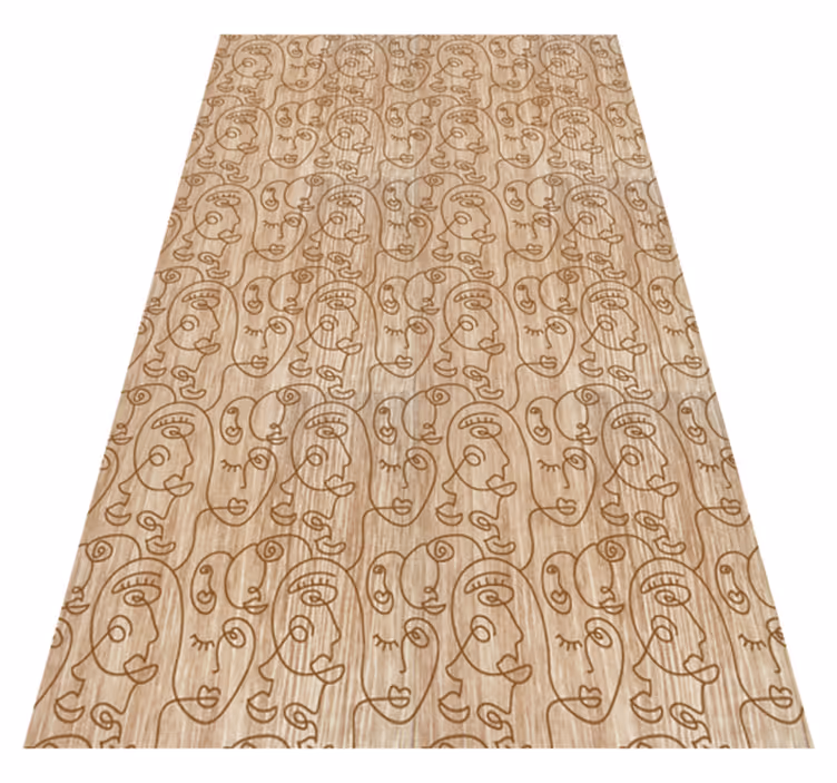 Vinyl tapijt textuur abstract beige getekende vrouwen - TenStickers