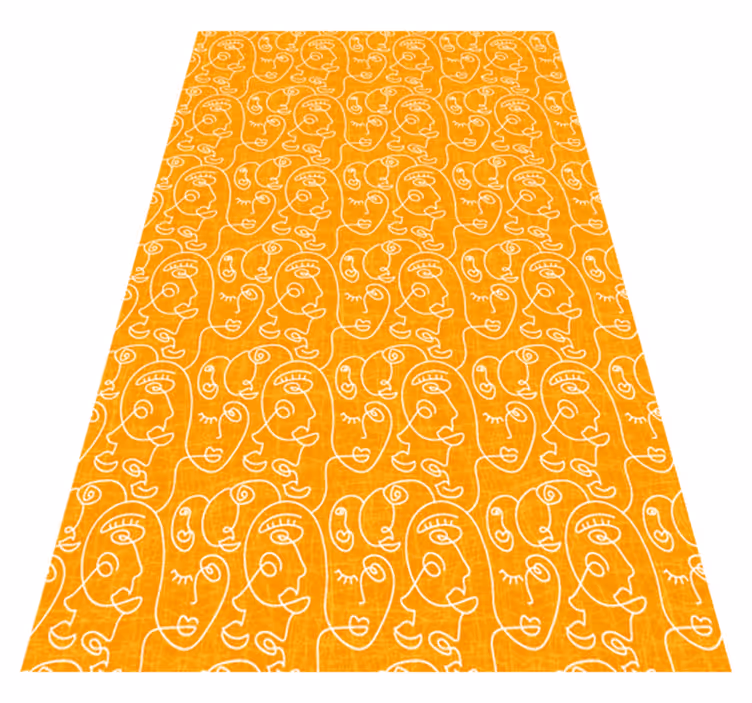 Vinyl tapijt textuur abstracte oranje getekende vrouwen - TenStickers