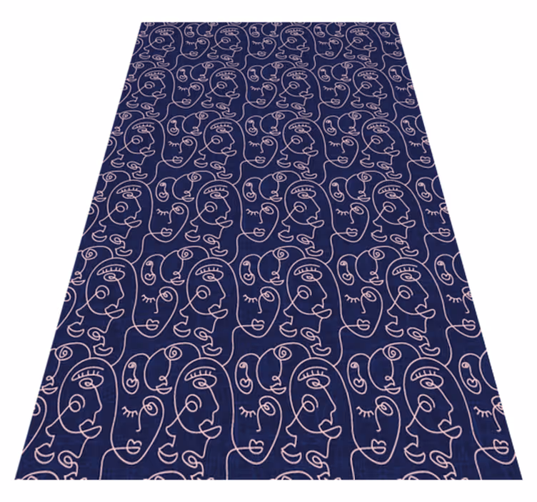 Vinyl tapijt textuur abstract blauwe getekende vrouwen - TenStickers