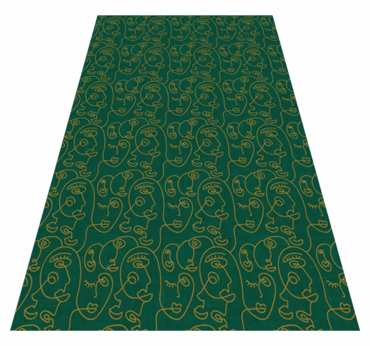Vinyl tapijt textuur abstract groene getekende vrouwen - TenStickers