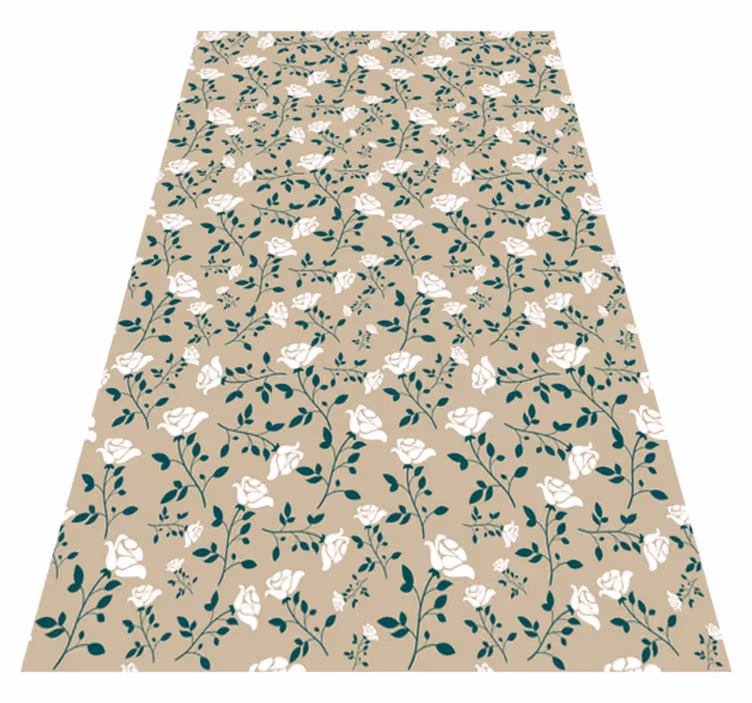 Vinyl tapijt antiek witte vintage rozenpatroon - TenStickers