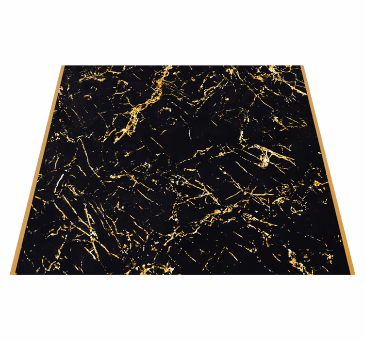 Vinyl tapijt textuur zwarte en gouden marmerlook - TenStickers