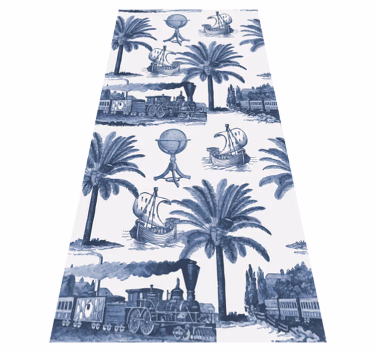 Vinyl tapijt antiek frans vintage patroon in blauw - TenStickers