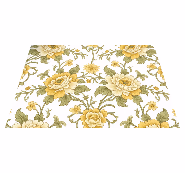 Vinyl tapijt antiek vintage bloemen in geel - TenStickers