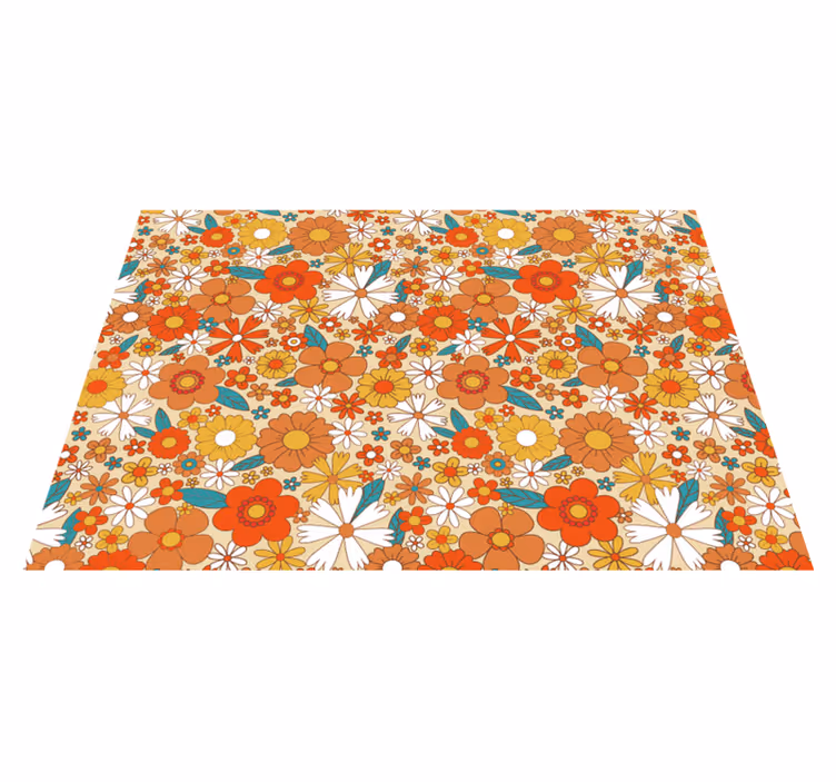 Vinyl tapijt antiek kleurrijke bloemen uit de jaren 70 - TenStickers