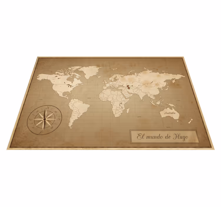 Vinyl tapijt wereldkaart vintage wereldkaart met naam - TenStickers