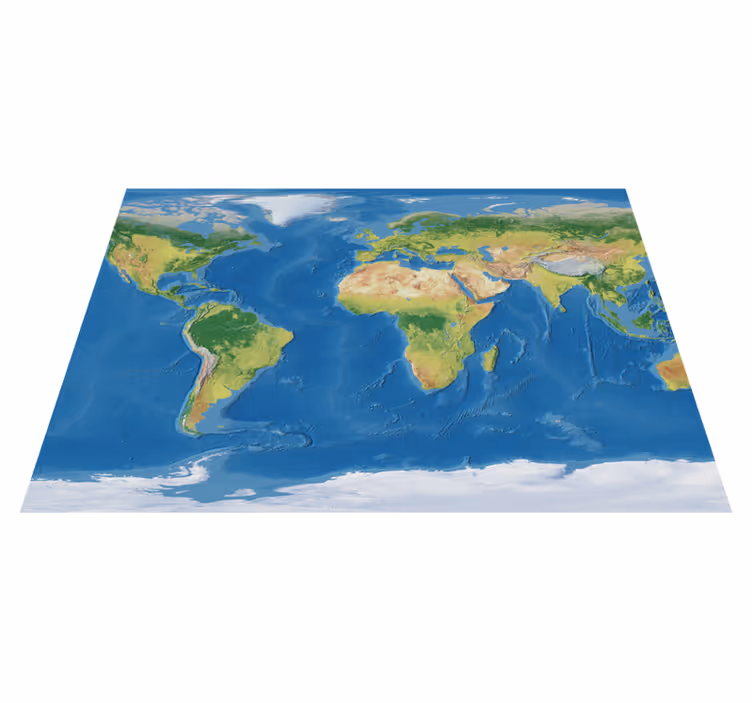Vinyl tapijt wereldkaart geografische realistische kaart - TenStickers
