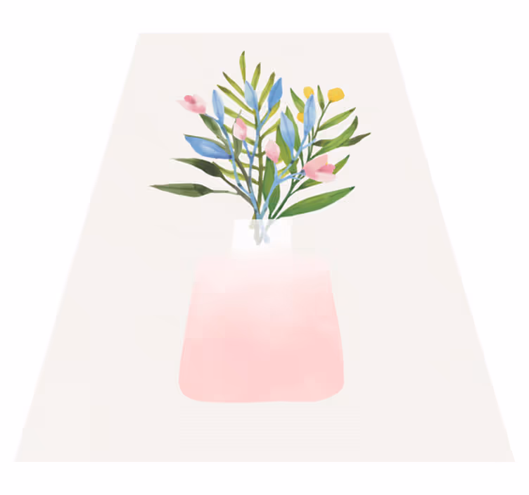 Vinyl tapijt bloemen en planten bloemen in pot - TenStickers