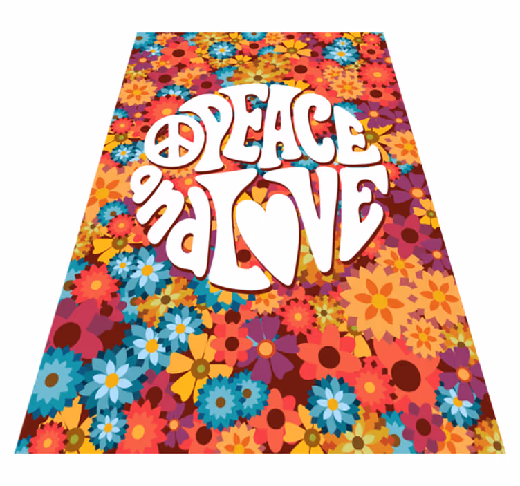 Vinyl tapijt bloemen en planten vrede en liefde - TenStickers