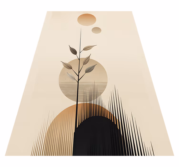 Vinyl tapijt bloemen en planten abstract boho plant - TenStickers
