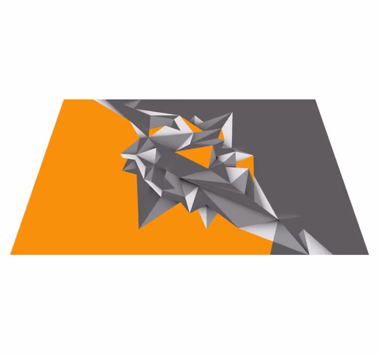 Vinyl tapijt geometrisch grijze en oranje abstracte vormen - TenStickers