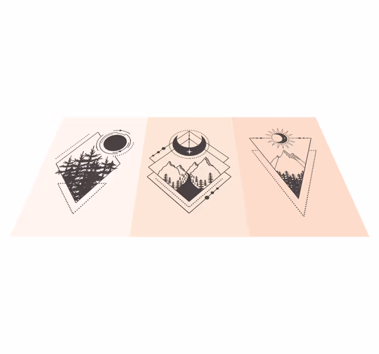 Vinyl tapijt geometrisch boom en maan - TenStickers