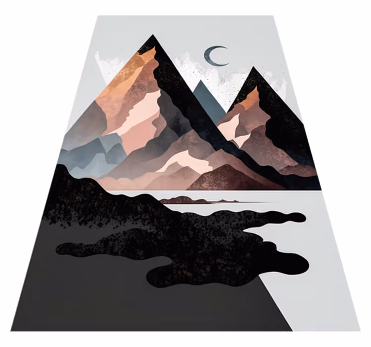 Vinyl tapijt geometrisch scandinavische bergen - TenStickers