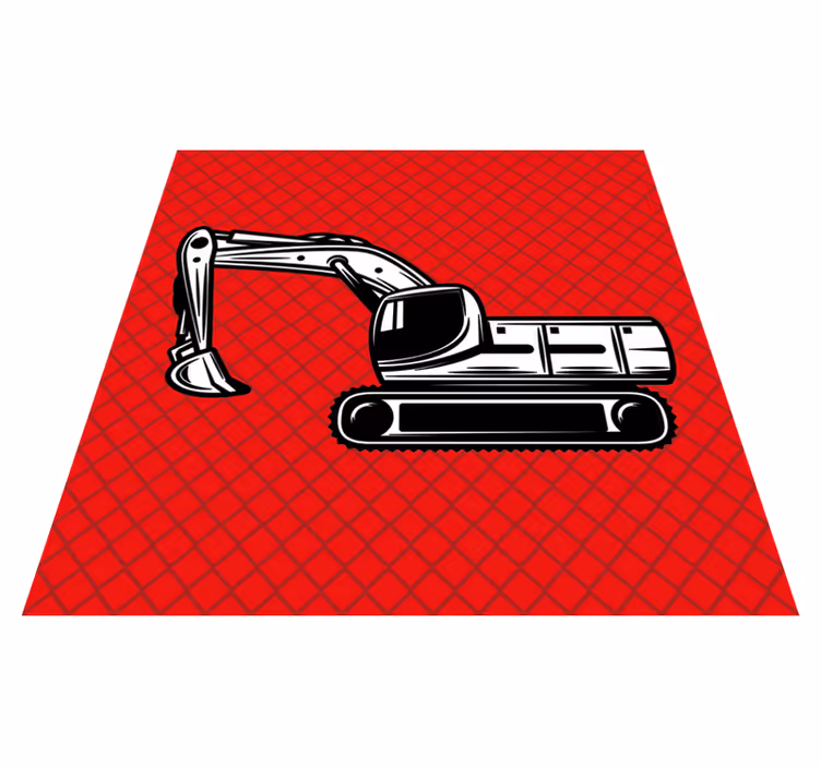 Vinyl tapijt kind monokleurige grote graafmachine - TenStickers