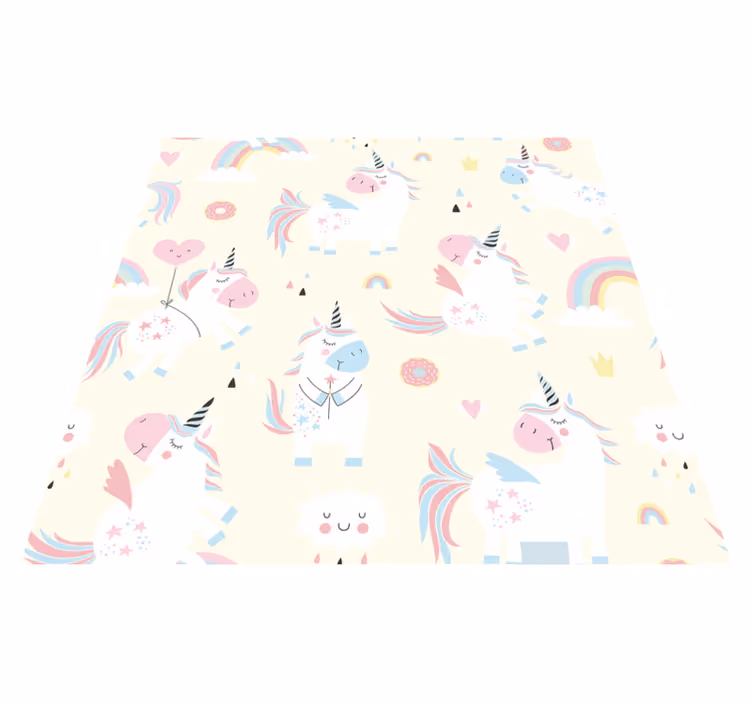 Vinyl tapijt kind gelukkige eenhoorns in wonderland - TenStickers