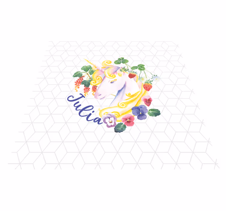 Vinyl tapijt kind eenhoofd op hexagonale tegels - TenStickers