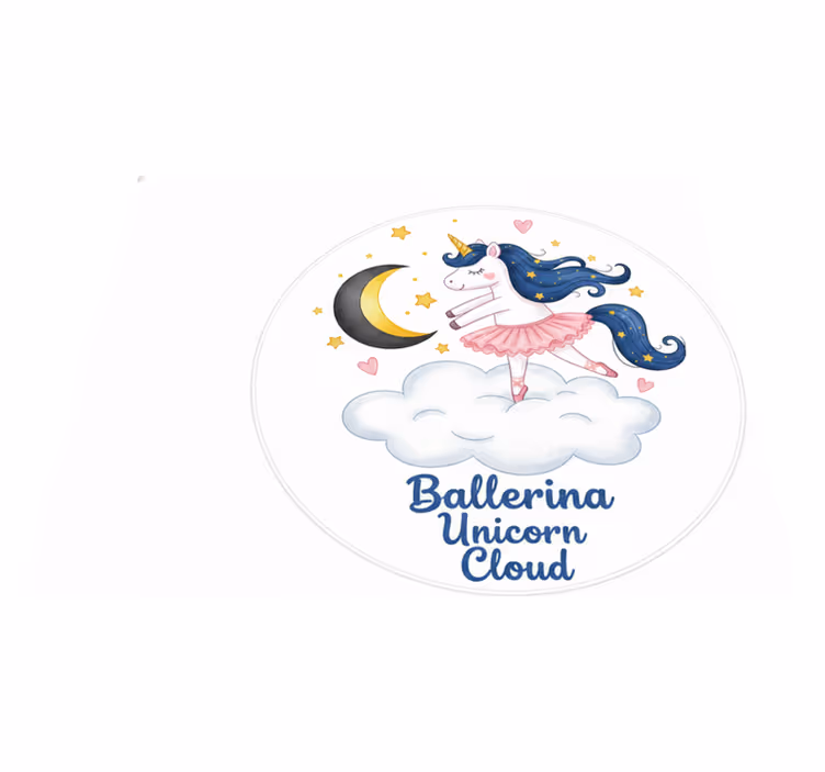 Vinyl tapijt kind ballerina eenhoorn op wolk - TenStickers