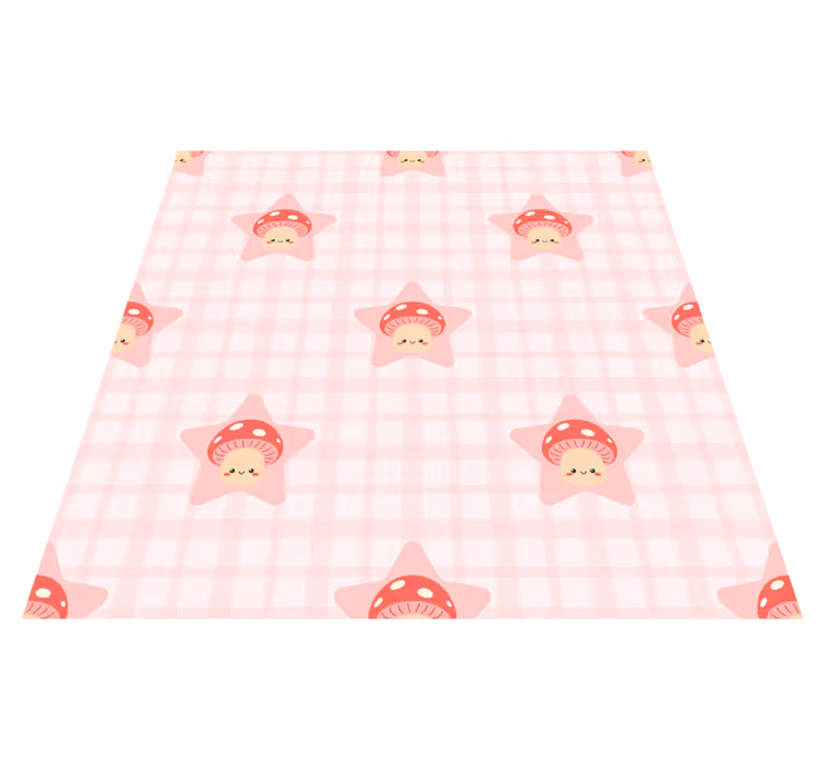 Vinyl tapijt kind schattig roze paddenstoelen patroon - TenStickers
